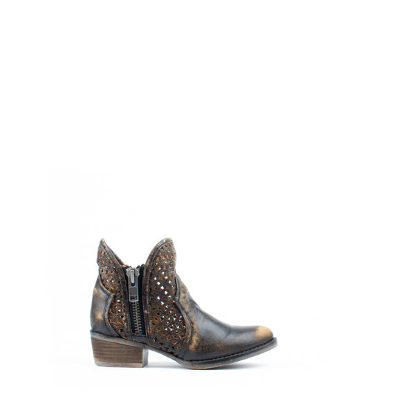 Women's Corral Cutout Shortie Boots Black/Yellow #Q5021