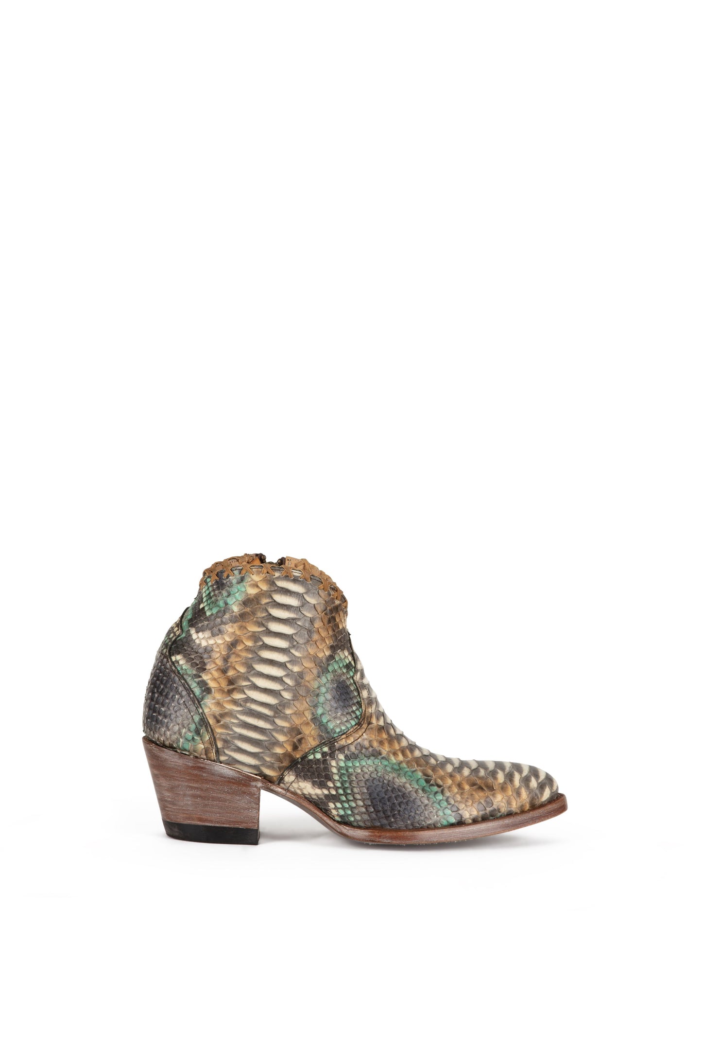 Allens Brand - Dixie Python - Almond Toe - Natural & Turquoise