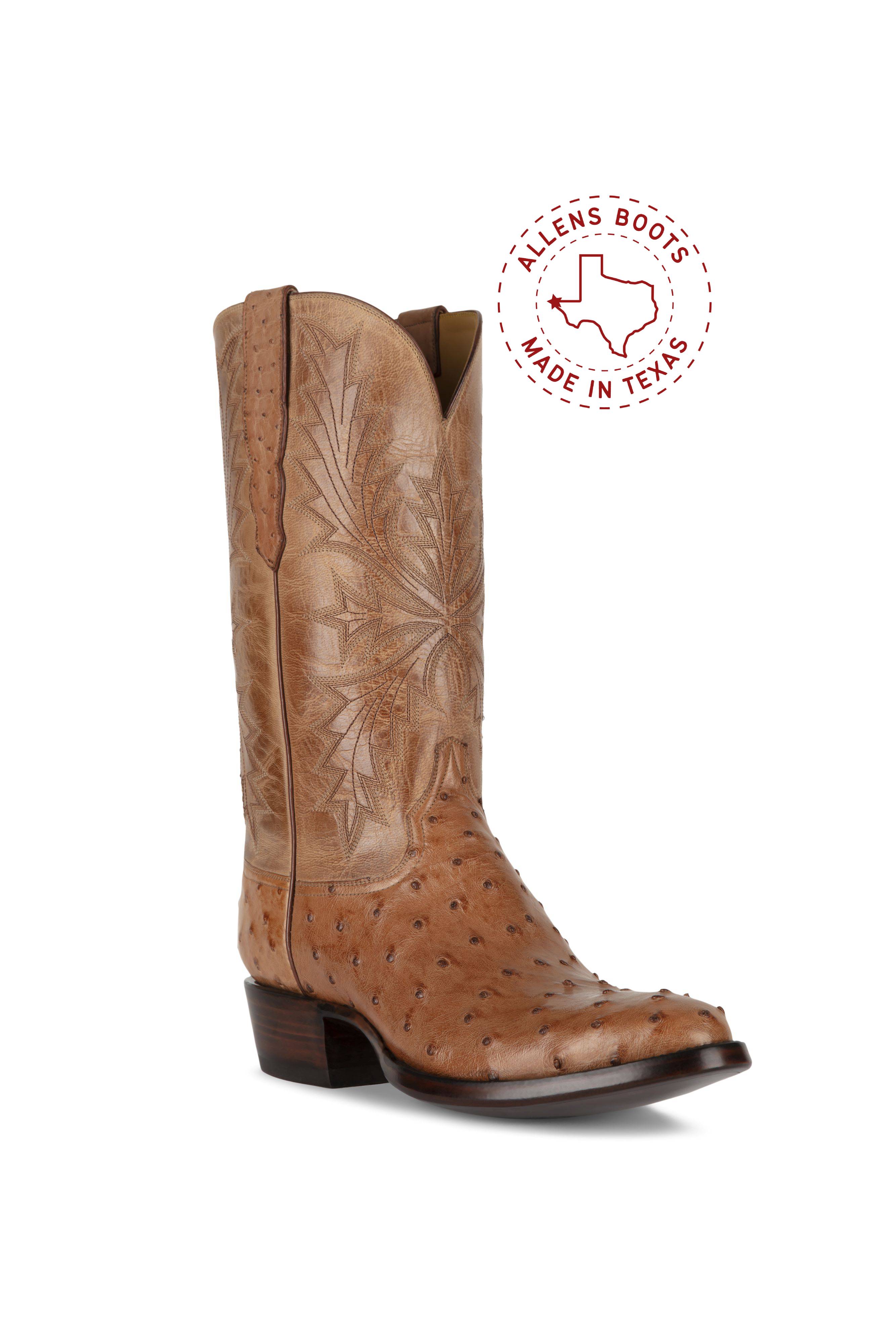 Allens Brand Full Quill Ostrich Barnwood Allens Boots