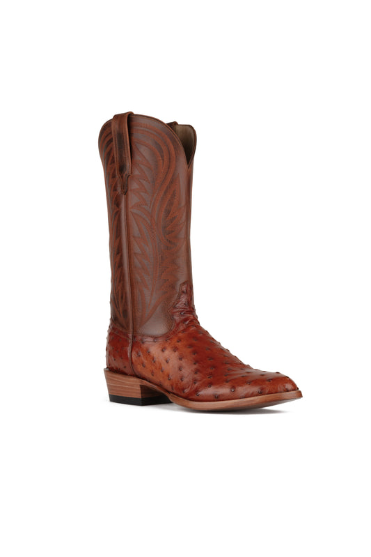 Allens Brand - Brady Full Quill Ostrich - Round Toe - Pecan