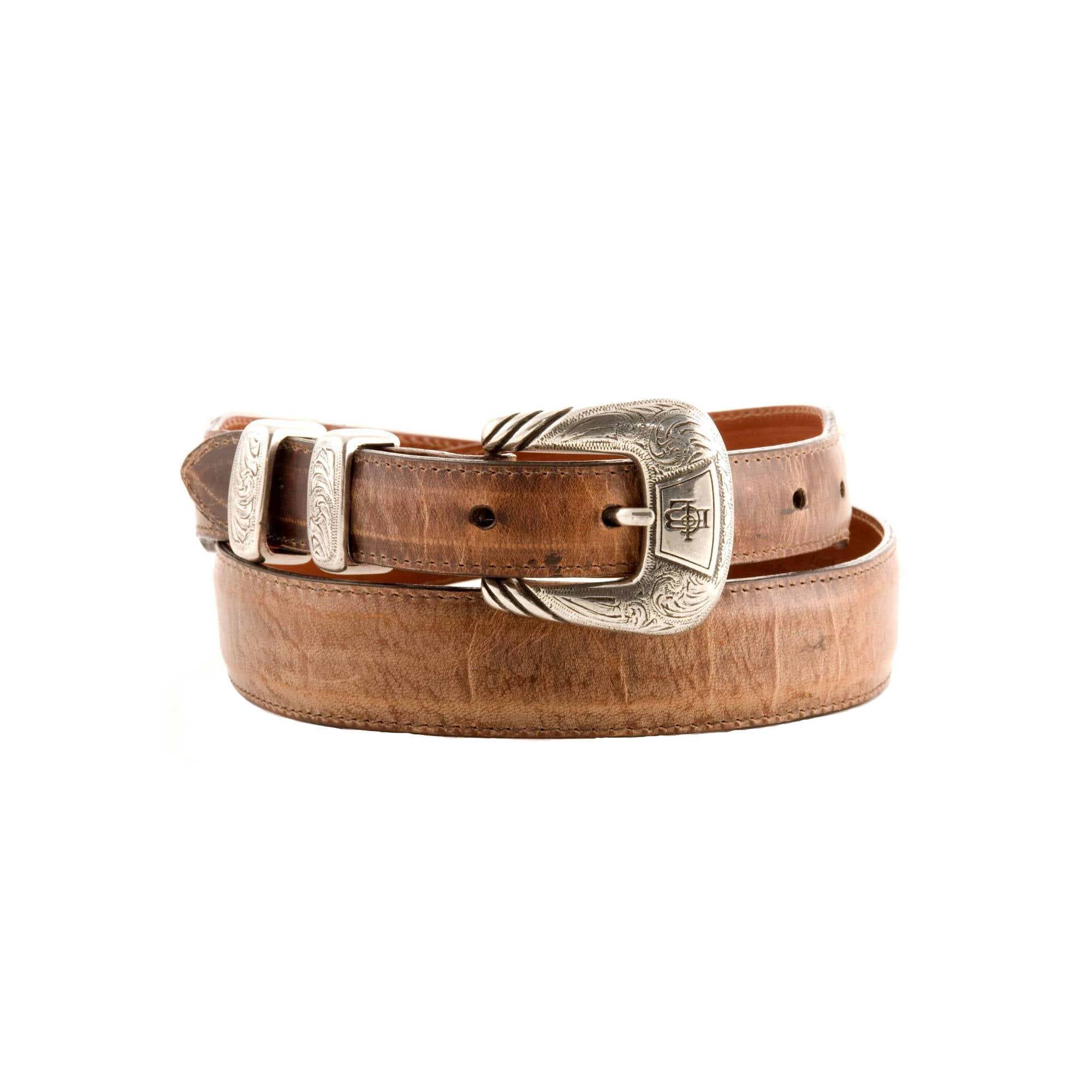 Lucchese Taper Tan Mad Dog Goat Belt W0787 Allens Boots