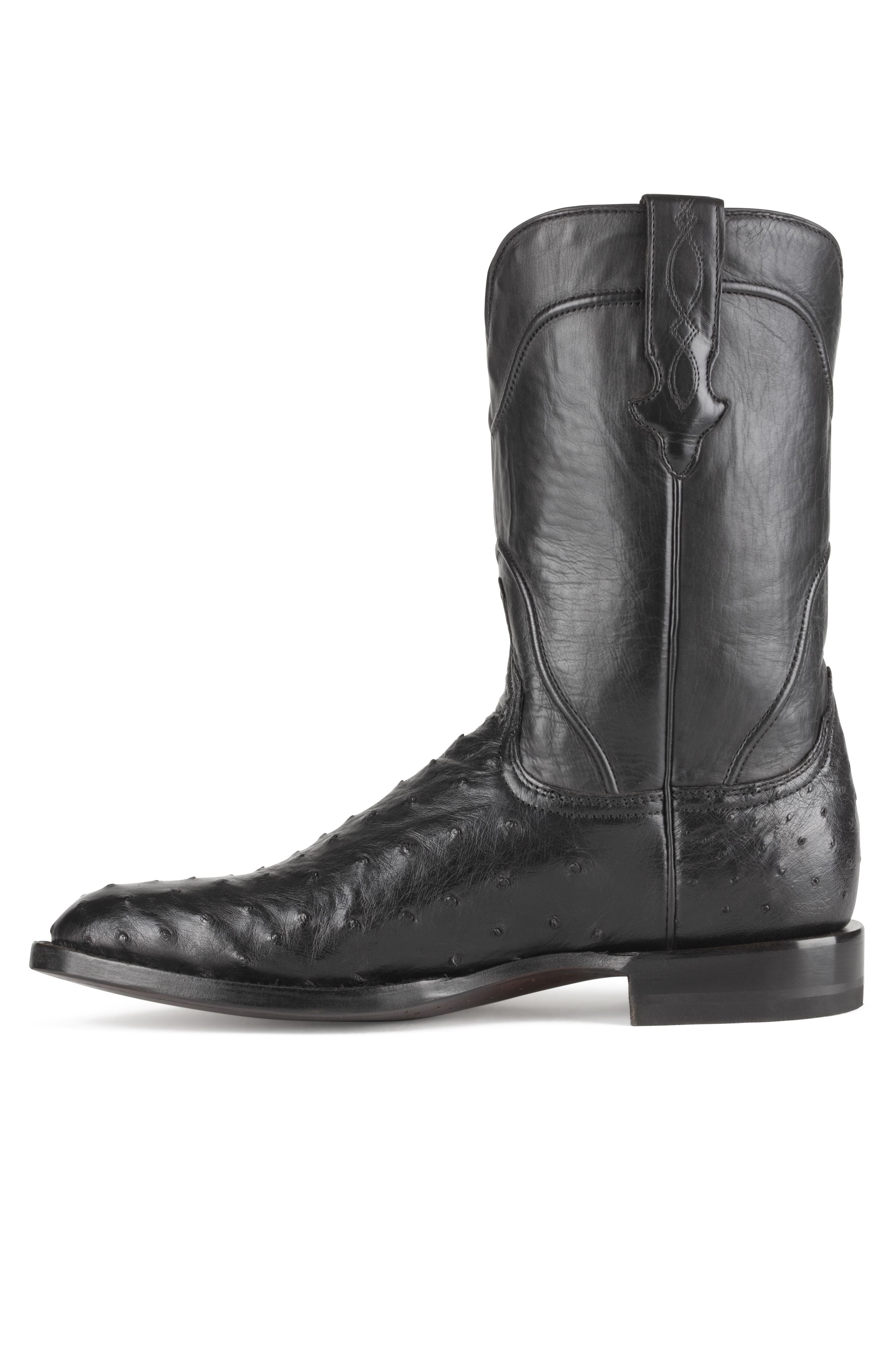 Allens Brand Full Quill Ostrich Roper Black Allens Boots