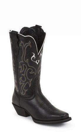 Women's Justin Deer Cow Black Boots #L2554