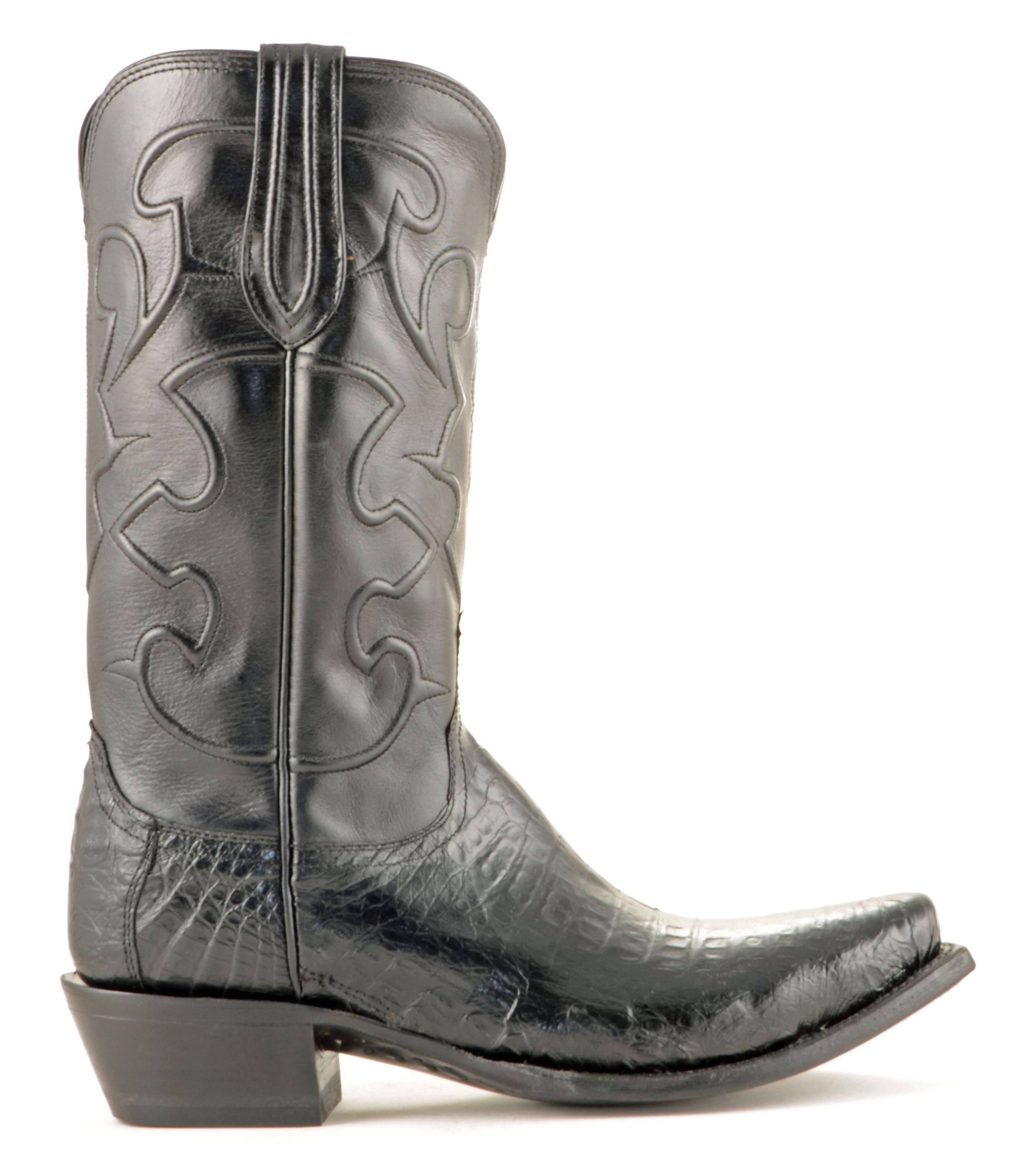 Lucchese Caiman Belly Black Allens Boots